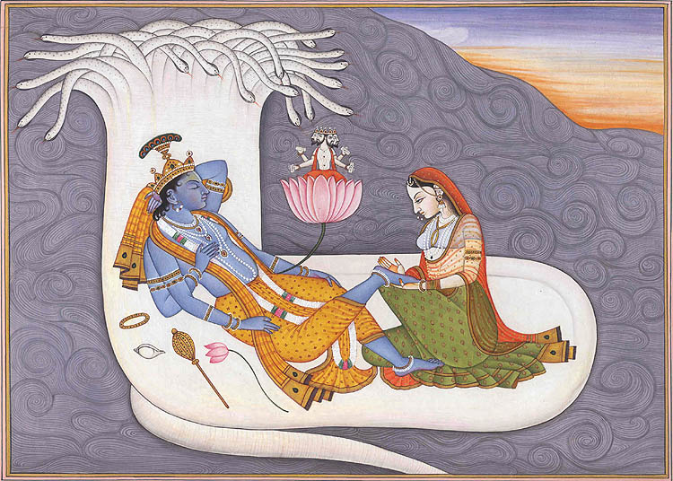 Viṣṇu Anantasayana — repouso sobre Ananta Śeṣha, com Lakṣmī